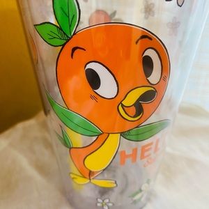 Orange Bird Flower and Garden Tumbler with Straw